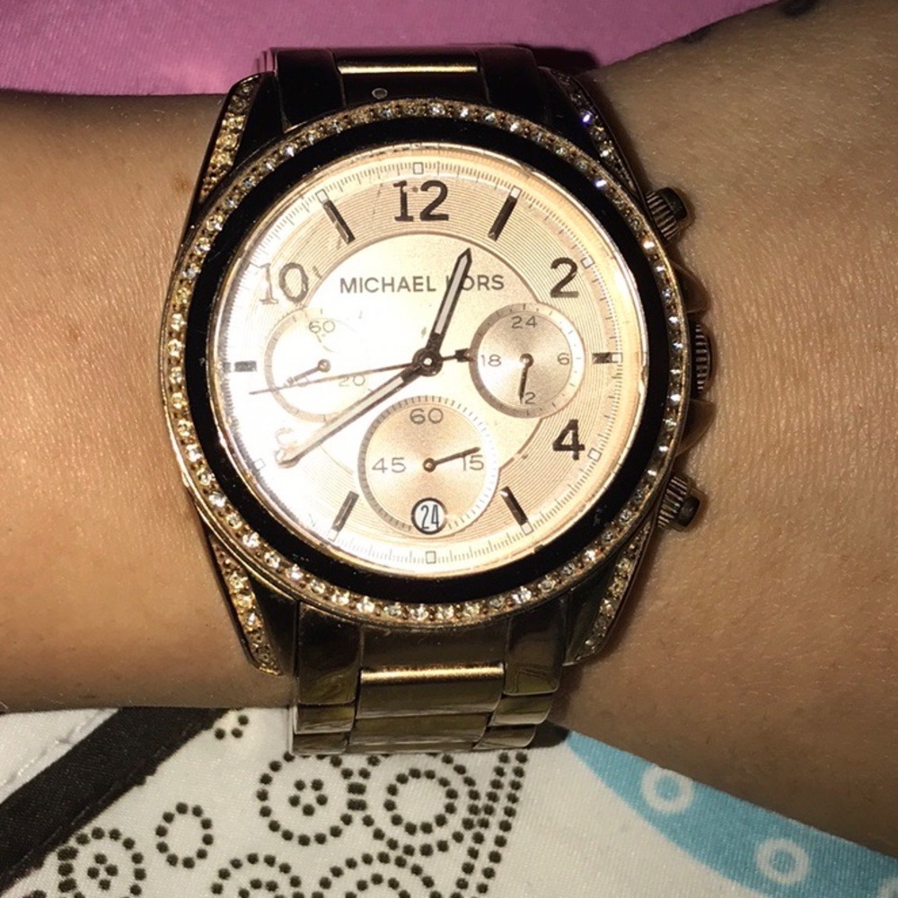 Michael Kors rose gold glitz watch